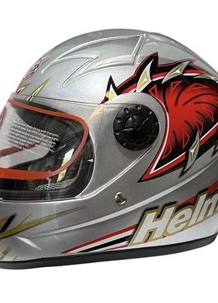 Шлем детский закрытый белое стекло hf-909 серый размер - s mototech