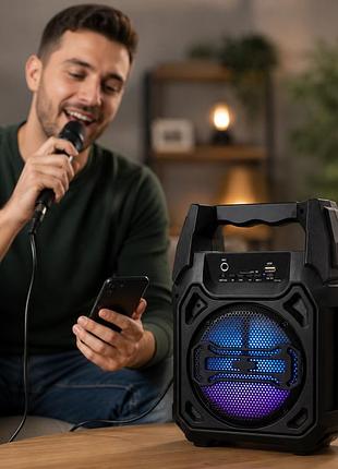 Портативна bluetooth колонка 50 вт динамік 6,5 дюйма з дротовим мікрофоном 30 см / акустична система для караоке
