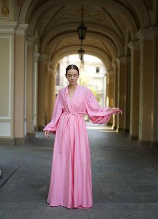 Женский костюм-тройка "diana" из шлифованного льна розовый l/xl