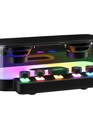 Портативная bluetooth колонка с 2 микрофонами rgb подсветка ipx5 2400 мач / акустическая караоке-система