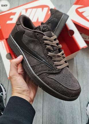 Мужские кроссовки nike air jordan 1 retro low og sp travis scott velvet brown