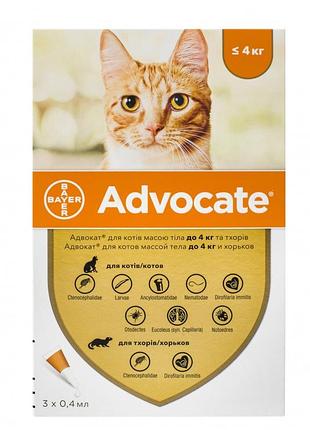 Bayer advocate-засіб проти бліх і кліщів для кішок 3шт до 4кг
