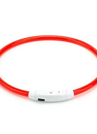 Нашийник для собак, що світиться з usb-зарядкою 50 см. червоний