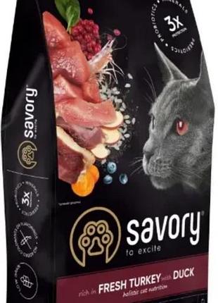 Сухой корм savory adult cat steril fresh turkey and duck для стерилизованных котов