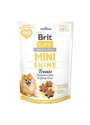Brit care mini shine triats – это полувлажные функциональные лакомства, для поддержания здоровой кожи и блестящей шерсти у взрослых собак малых пород.