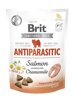 Функциональное лакомство для взрослых собак brit care functional snack antiparasitic весом 150 г.