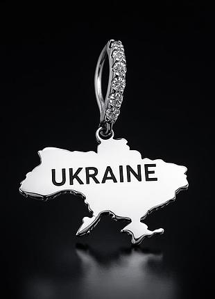 Серебряный кулон карта украины