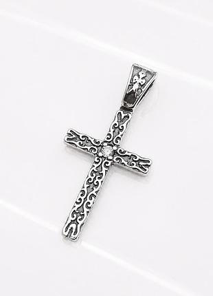Серебряный крестик ажур