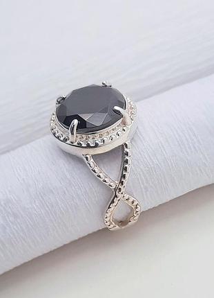 Серебряное кольцо с черным фианитом взгляд дракона 19