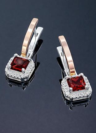 Серебряные серьги с золотыми накладками магический квадрат
