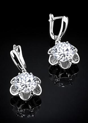 Серебряные серьги кристалл