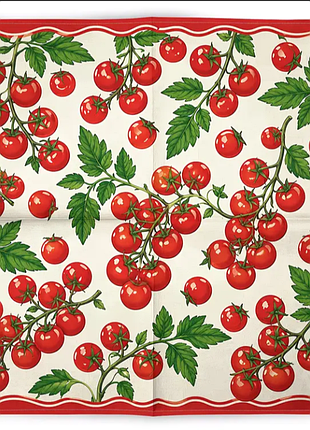 Декоративна хустинка з принтом томатів 50×50 см 🍅