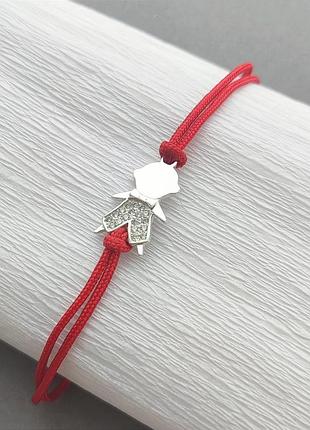 Серебряный браслет с красною нитью мальчик 20