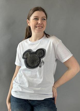 Футболка женская трикотаж белый l(р) арт.622868 white (l) турция