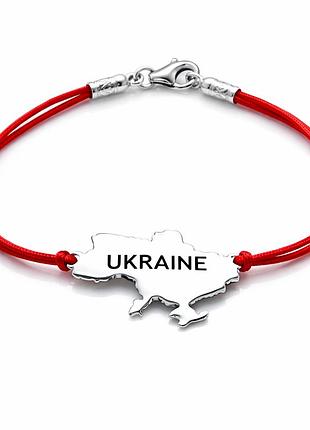 Серебряный браслет c красной нитью карта украины 18