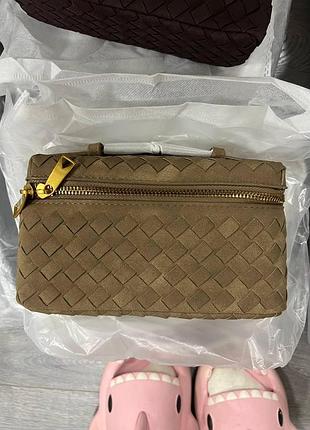 🤍 nostra suede bag brown/gold 20 х 11 х 7 см