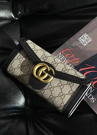 Великий кошельок з візитницею для дівчини gucci жіночий шкіряний гаманець конверт гуччі портмоне для жінки