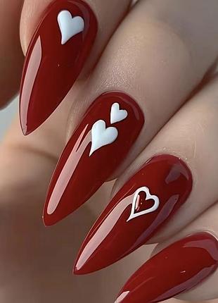Накладні нігті red stiletto hearts