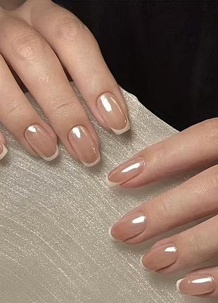 Накладні нігті nude chrome french