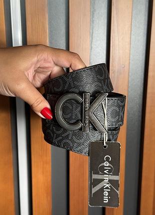Ремень calvin klein черный матовый серебро е
