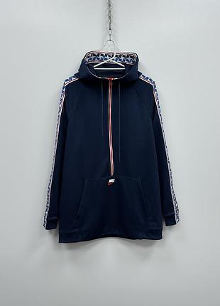 Шикарне худі nike taped poly half zip hoodie navy