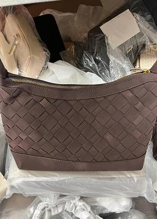 🤍 terrelle suede bag chocolate/gold 25.5 х 17 х 8 см