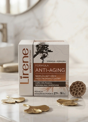 Крем для обличчя lirene anti-aging sekwoja+ kurkuma