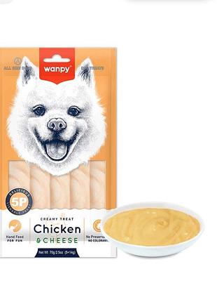 Wanpy creamy lickable treat - это жидкое лакомство для собак в виде стеков, разработанные брендом wanpy.