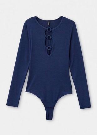 Боди женское синее с длинным рукавом intimissimi (размер s, m)