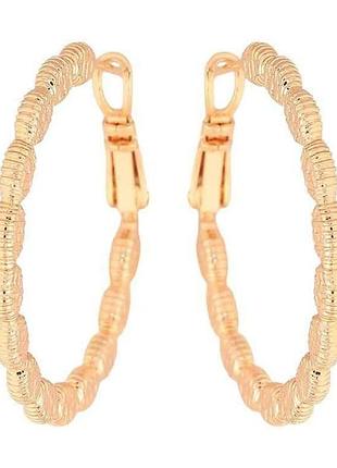 Сережки кільця ml 18k (конго) декоративний візерунок ø3см (325490) тм xuping