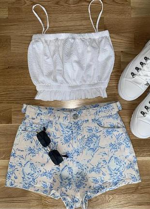 Джинсовые шорты высокая посадка topshop