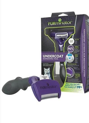 Furminator undercoat deshedding tool для короткошерстих котів великих порід (вагою понад 4,5 кг). фурмінатор дешедер