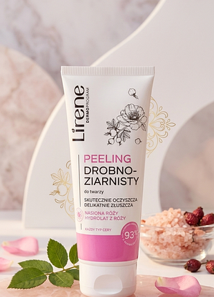 Дрібнозернистий пілінг для обличчя lirene dermo program peeling троянда, 75 мл🌹