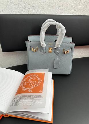 Брендова шкіряна сумка h. birkin 25 натуральна шкіра натуральна шкiра преміум люкс колір блакитний