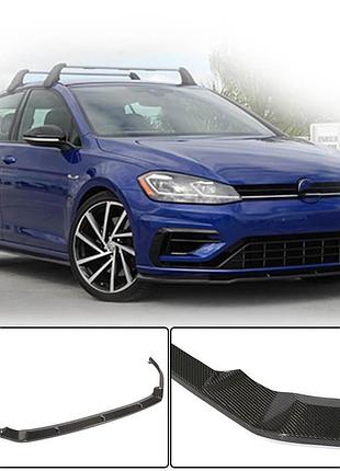 Накладка на передній бампер lip v1 (для r/r-line 2017-2020, карбон) для volkswagen golf 7/e-golf рр
