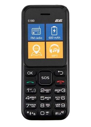 Новий мобільний телефон 2e s180, 2 sim. кнопочный телефон, sos, ліхтар, радіо