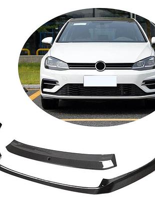 Накладка на передній бампер lip v2 (для r/r-line 2017-2020, карбон) для volkswagen golf 7/e-golf рр