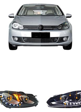 Передние фары led с дхо (2 шт) для volkswagen golf 6 2008-2014 гг