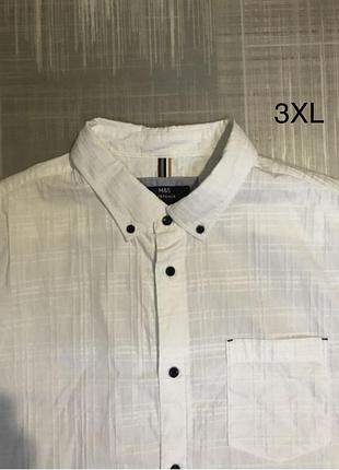 M&s💙чоловічий одяг/ біла сорочка з короткими рукавами💛52/3xxl/60