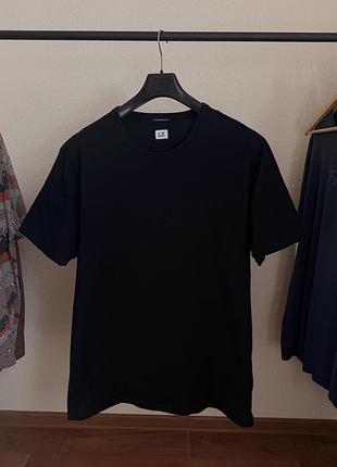 Футболка c.p. company logo embroidered t-shirt black casual