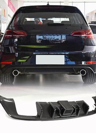 Дифузор заднього бампера (для base/r/gti hb 2017-2020, карбон) для volkswagen golf 7/e-golf рр