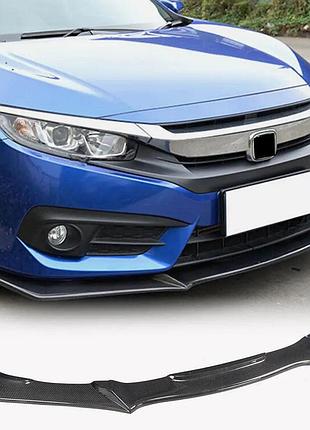 Передний бампер лип спойлер (карбон) для honda civic sedan x 2016-2021 гг