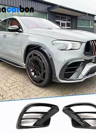 Накладки на передній бампер (gle63 amg, карбон) для mercedes gle coupe c292 2015-2019 рр