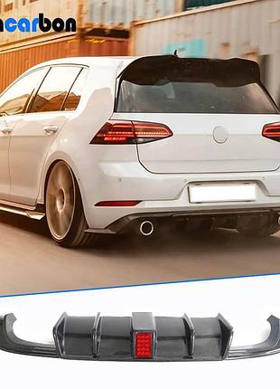 Дифузор заднього бампера (для r-line hb 2017-2020, карбон) для volkswagen golf 7/e-golf рр