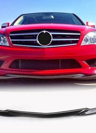 Накладка на передній бампер lip (для amg-line 2008-2011, карбон) для mercedes c-class w204 рр