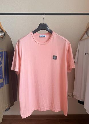 Футболка stone island patch program pink rose tee fresh collection