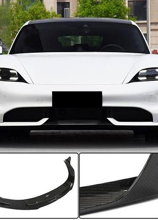 Накладка на передній бампер lip (для 2019-2024 turbo s, карбон) для porsche taycan 2019- рр
