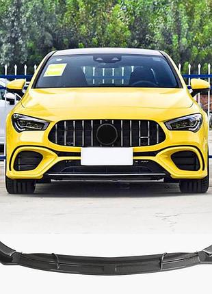 Накладка на передній бампер lip (для cla45 amg sd, карбон) для mercedes cla c118 2019- рр