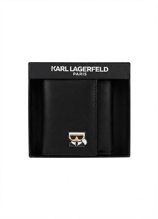 Портмоне мужское кожаное karl lagerfeld с логотипом karl character head 57151 черный