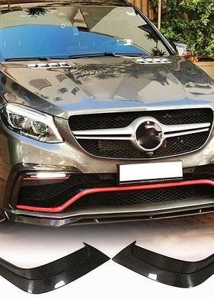 Накладки на передній бампер (для gle63 amg, карбон) для mercedes gle coupe c292 2015-2019 рр
